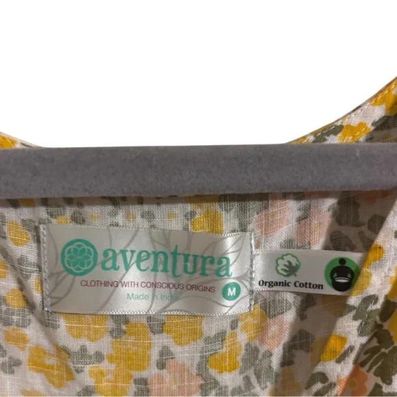Aventura Organic Cotton Yellow Floral Fresco‎ Dress Medium - Picture 5 of 6